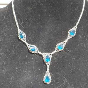 Silver Plated and London Blue Topaz Necklace